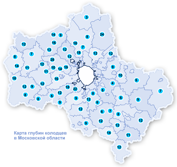 Карта глубин абиссинских скважин в московской области